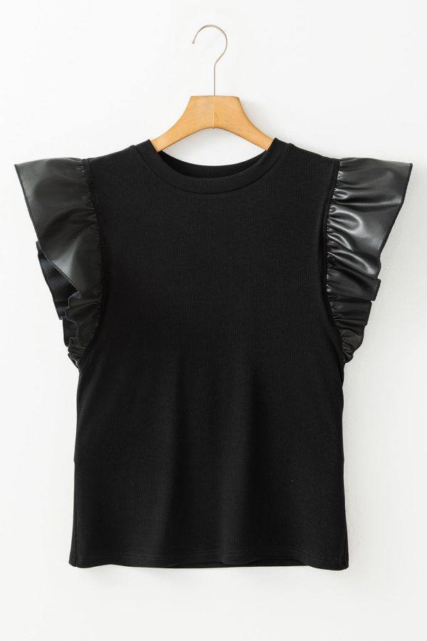 Ruffled Round Neck Cap Sleeve Blouse Online now