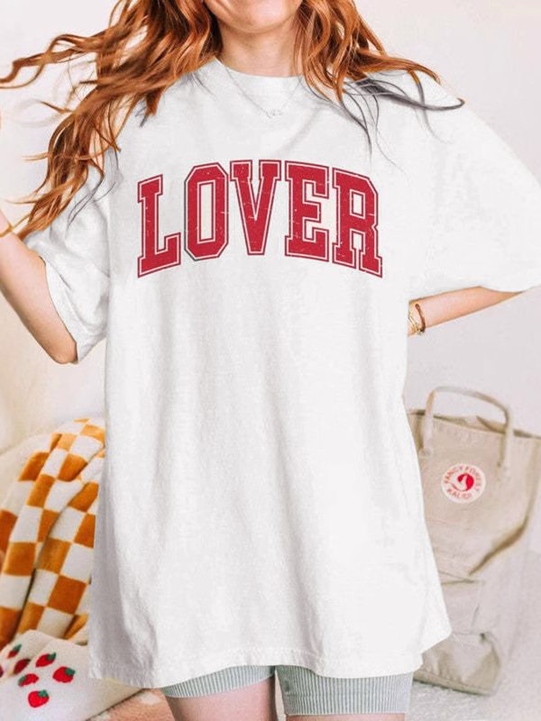 LOVER Round Neck Half Sleeve T-Shirt For Cheap