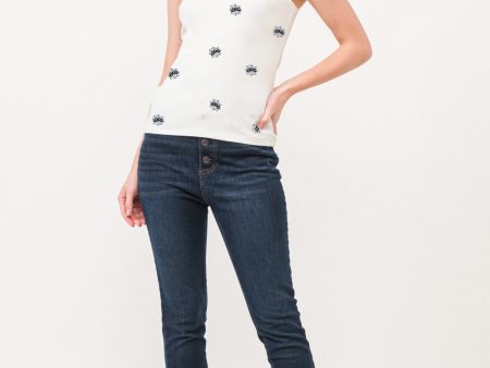 And The Why BOO Spider Web Embroidered Ribbed Tank Discount