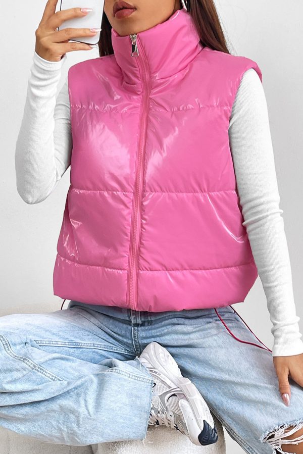 Zip Up Collared Vest Online Hot Sale