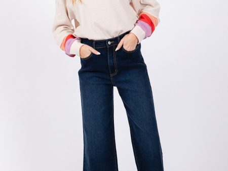 SAGE + FIG High Waist Wide Leg Jeans Discount