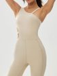 Cutout Asymmetrical Neck Active Jumpsuit For Cheap