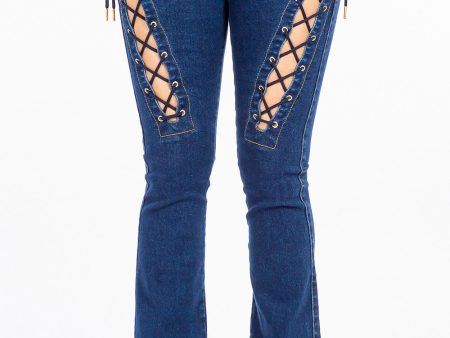 American Bazi High Rise Lace Up Jeans Online Hot Sale