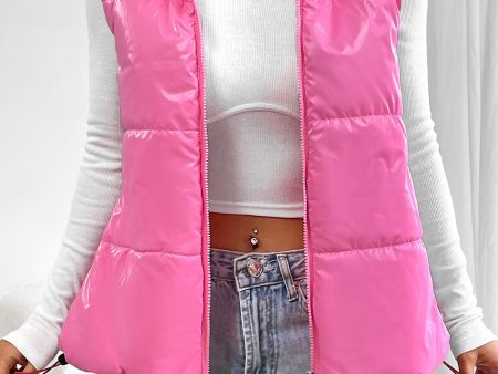 Zip Up Collared Vest Online Hot Sale