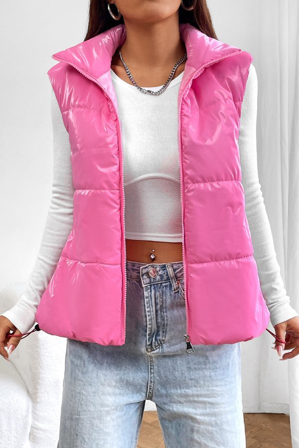 Zip Up Collared Vest Online Hot Sale