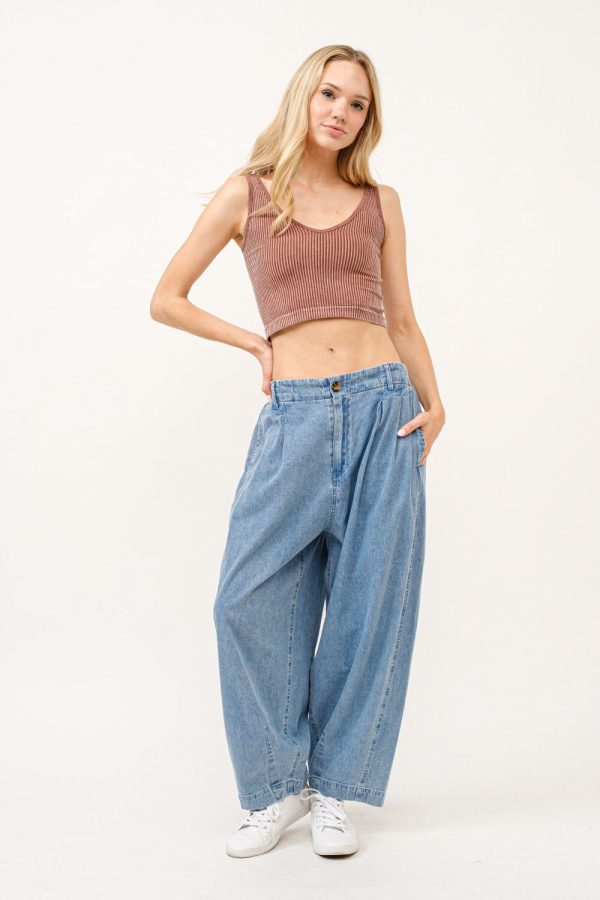 And The Why Elastic Back Pleated Baggy Jeans For Discount